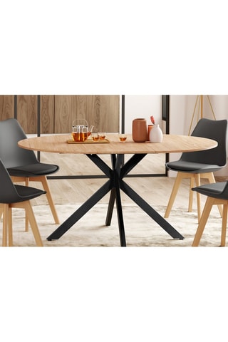 Table à manger ronde extensible Soline bois et noir Ø110-150cm