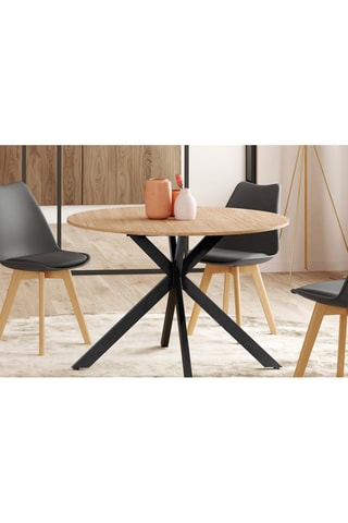 Table à manger ronde extensible Soline bois et noir Ø110-150cm