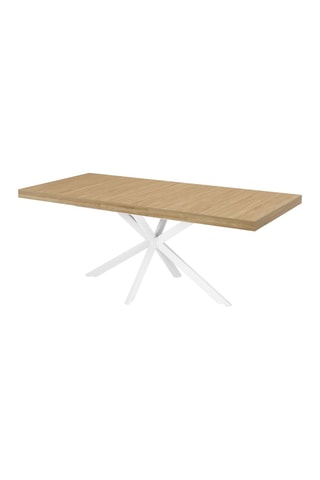 Table à manger extensible Spider bois et blanc avec rangement intégré 160-200cm