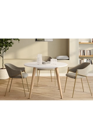 Mesa de comedor redonda Stacy madera y blanco Ø 110 cm