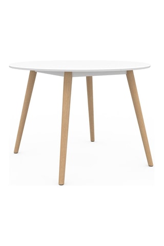 Mesa de comedor redonda Stacy madera y blanco Ø 110 cm