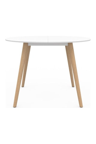 Mesa de comedor redonda Stacy madera y blanco Ø 110 cm
