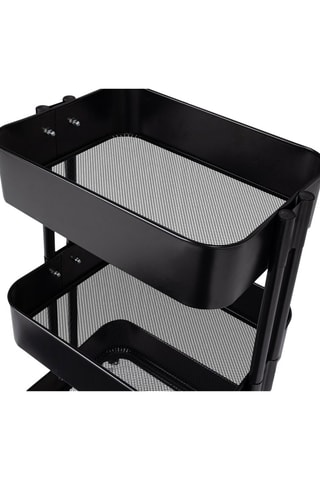 Mueble auxiliar con ruedas para cocina negro 3 niveles