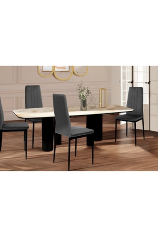 Chaises Jade en velours gris foncé et pieds noirs - lot de 4