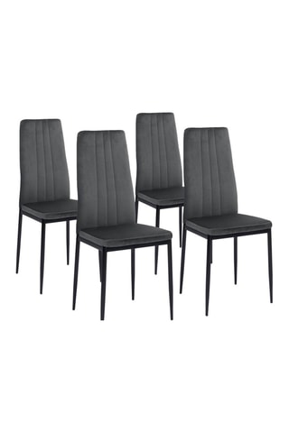 Chaises Jade en velours gris foncé et pieds noirs - lot de 4