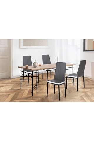 Chaises Jodie imitation cuir gris et blanc et pieds métal - lot de 4