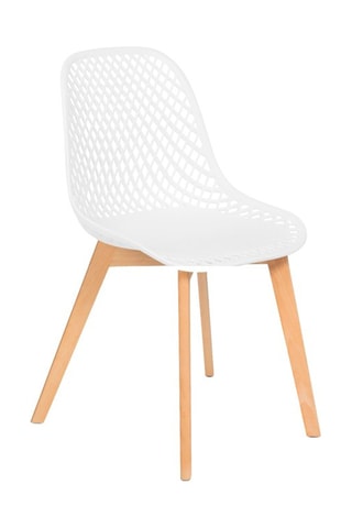 Chaises Maëlle assise ajourée mix de couleurs : 1x blanc, 1x gris foncé, 1x noir et 1x bleu canard - lot de 4