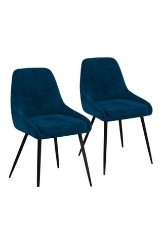 Sillas Olivia de terciopelo color azul y patas de metal negras - Pack de 2