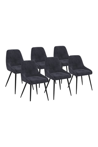 Chaises Olivia en velours gris foncé et pieds métal noirs - lot de 6