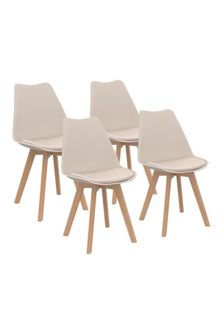 Chaises Nordia beige et pieds bois - lot de 4