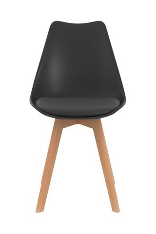 Chaises Nordia assise noire et pieds bois - lot de 4