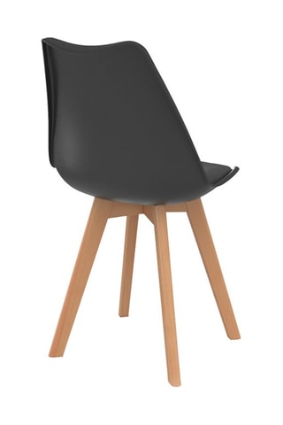Chaises Nordia assise noire et pieds bois - lot de 4