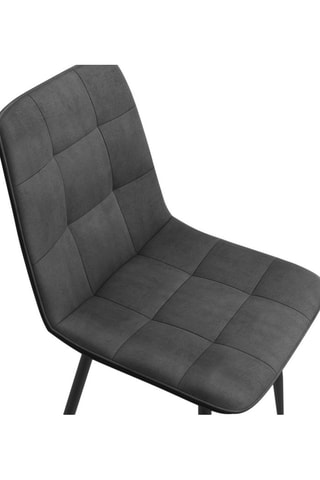 Chaises Linda en velours gris foncé et pieds métal noirs - lot de 6
