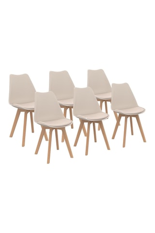 Chaises Nordia beige et pieds bois - lot de 6