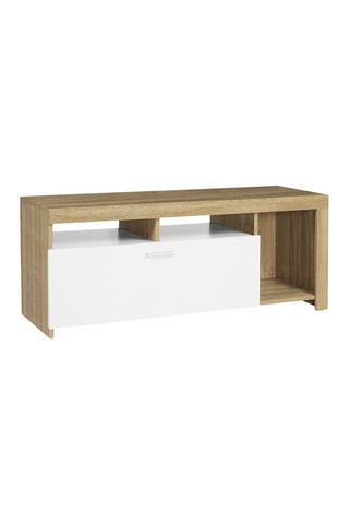 Mueble de TV Maryse madera y blanco con varios compartimentos L 110 cm