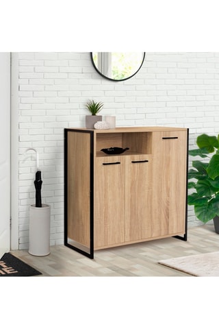 Meuble à chaussures industriel Alan 3 portes + niche latérale - 18 paires