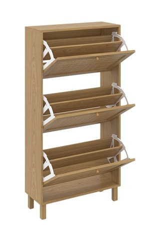 Meuble à chaussures Erin 3 portes en cannage - 18 paires