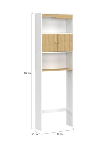 Meuble spécial dessus de WC avec placard bois et blanc
