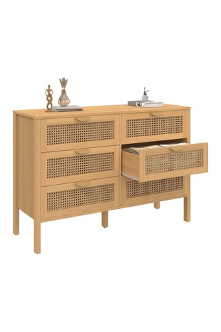 Commode Eve 6 tiroirs en cannage