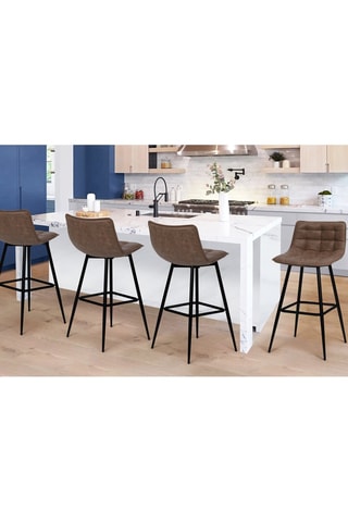 Tabourets de bar Irina en simili marron - lot de 4