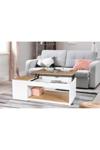 Mesa de centro elevável com baú Elina - Branco