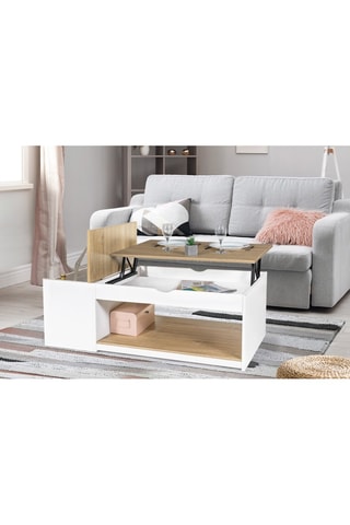 Mesa de centro elevável com baú Elina - Branco