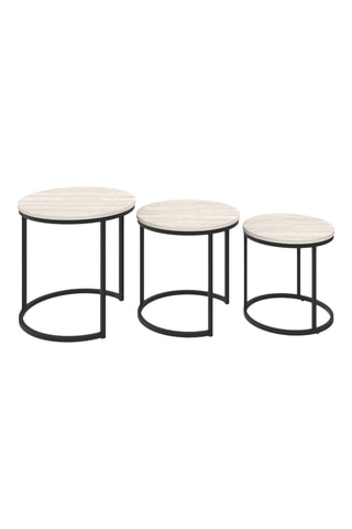 Mesas de centro empilháveis Memphis efeito mármore branco e pés pretos - conjunto de 3