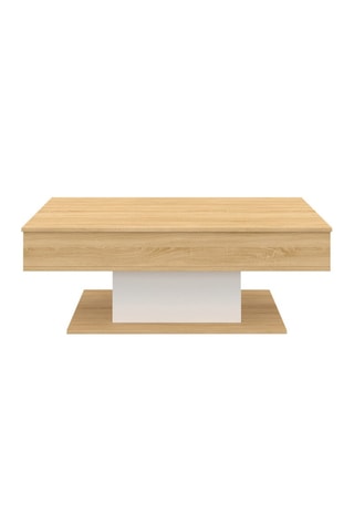 Mesa de centro com tampo elevável - Imitação madeira e branco