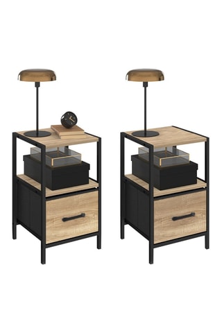 Tables de chevet Iris avec 1 tiroir et 1 niche - lot de 2