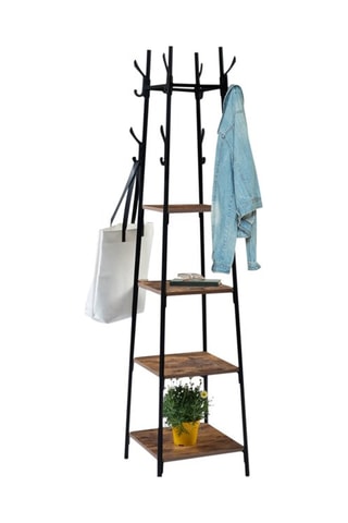 Porte-manteau Elize - Noir et imitation bois