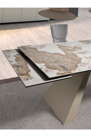 Mesa de refeição extensível - Castanho e bege