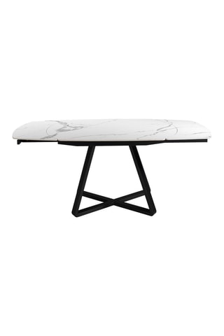 Mesa de refeição extensível Branco e preto