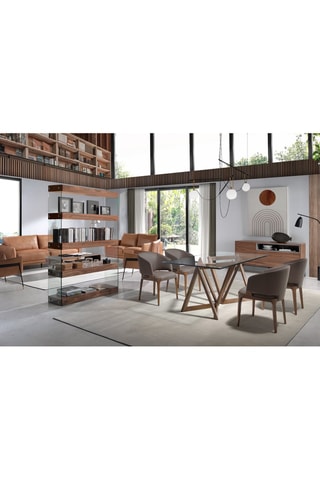 Mesa de refeição Imitação nogueira e transparente