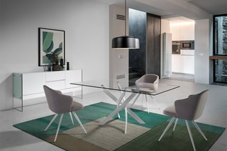 Mesa de refeição - Transparente e branco