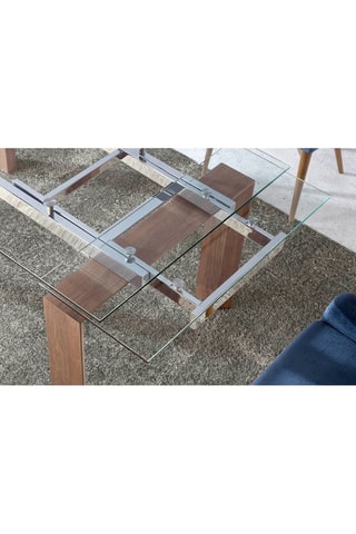 Mesa de refeição extensível Natural e transparente