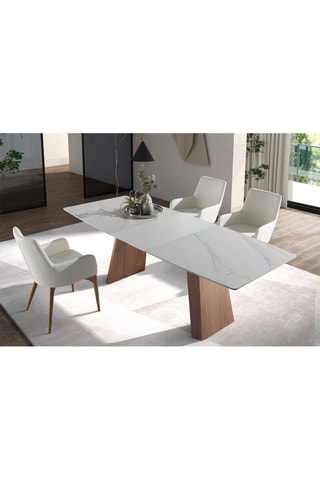 Mesa de refeição extensível Cinzento e branco