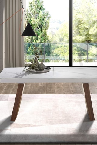 Mesa de refeição extensível Cinzento e branco