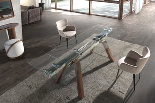 Mesa de refeição extensível Transparente e natural