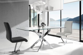 Mesa de refeição Prateado e transparente