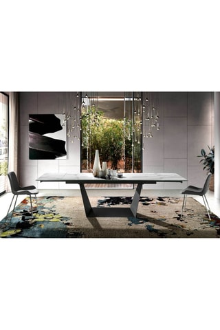 Mesa de refeição extensível Preto e branco