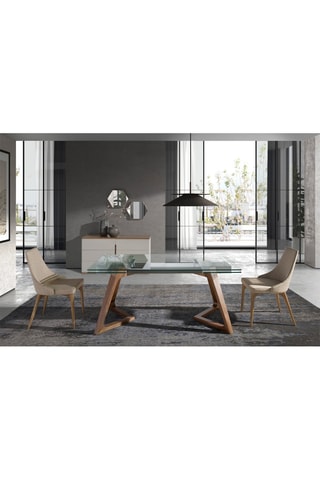 Mesa de refeição extensível - Transparente e natural