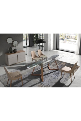 Mesa de refeição extensível - Transparente e natural