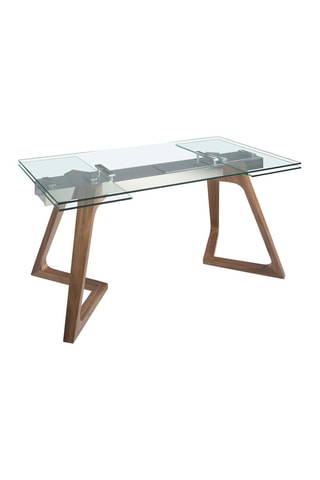 Mesa de refeição extensível - Transparente e natural