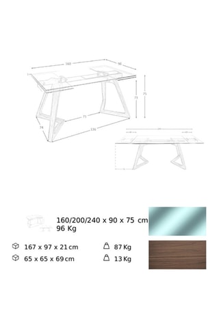 Mesa de refeição extensível - Transparente e natural