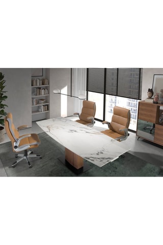 Mesa extensível de jantar - Branco e imitação de nogueira