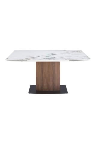 Mesa extensível de jantar - Branco e imitação de nogueira