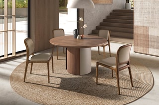 Mesa de refeição em madeira de nogueira - 140 x 140 x 76 cm