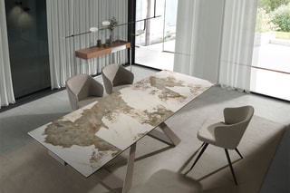 Mesa extensível - Branco e castanho