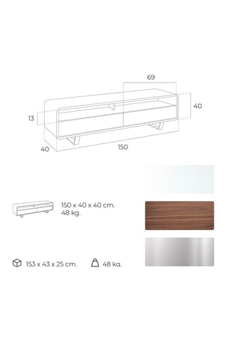 Móvel TV com 2 gavetas Natural e branco