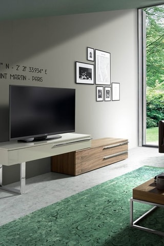 Móvel TV com 3 gavetas Branco e natural